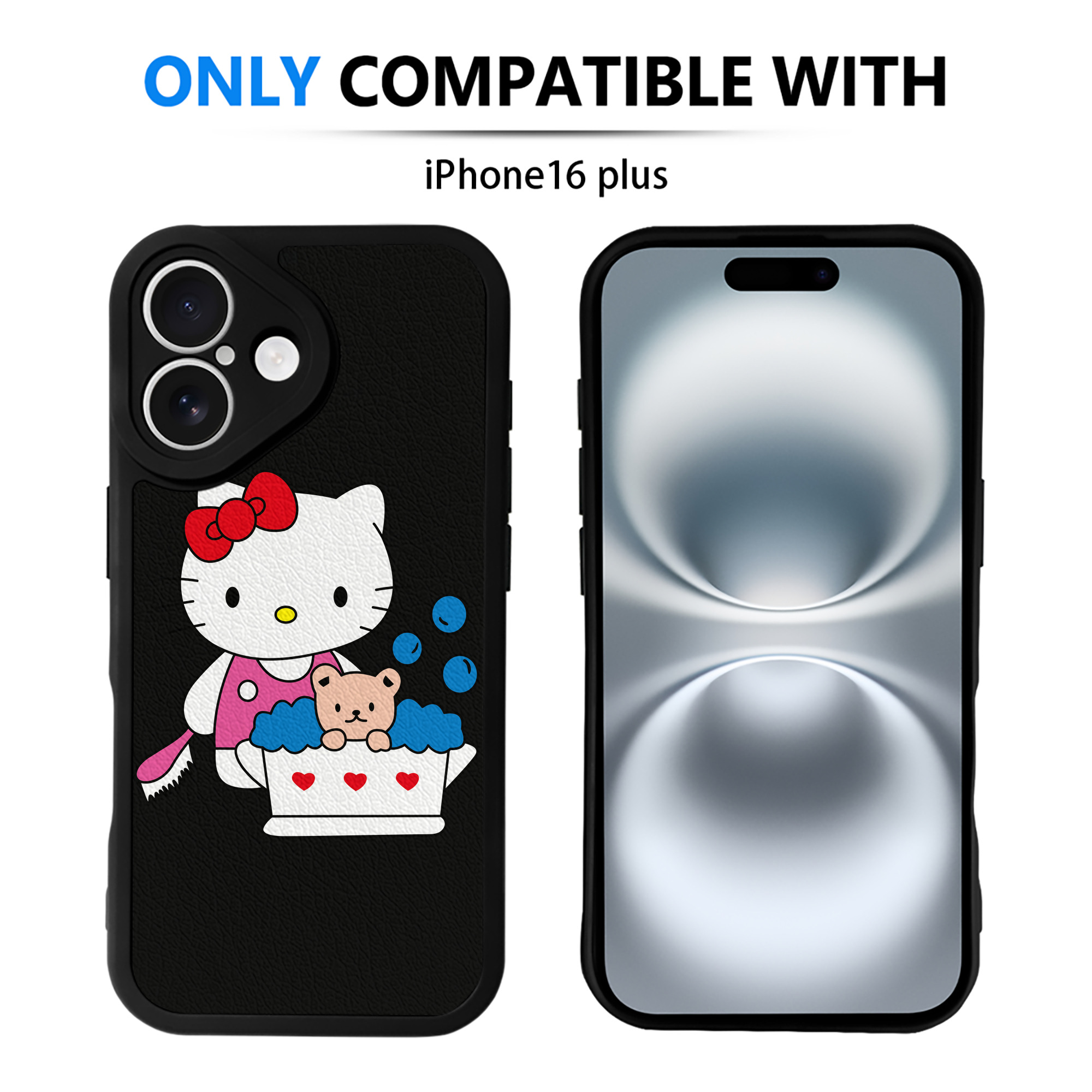 （画像用） Hello Kitty ハローキティ 【iPhone 16シリーズ対応】シリコンスマホケース（レザー調） 材質：シリコン